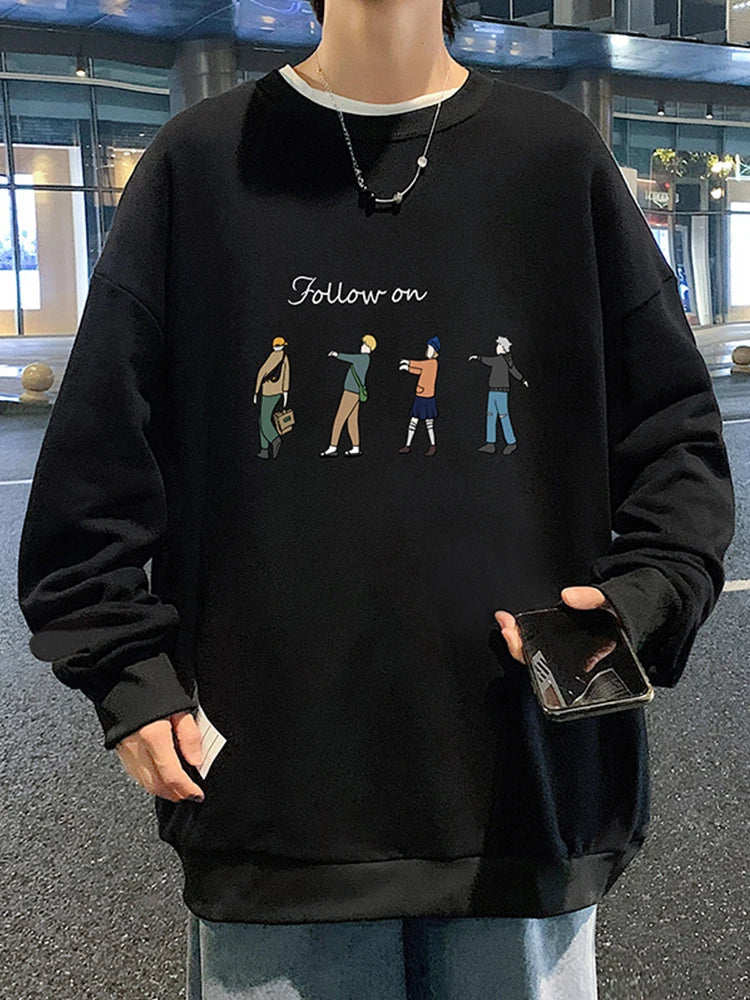 Autumn Follow On Letter Graphic Print Sweatshirts For Men