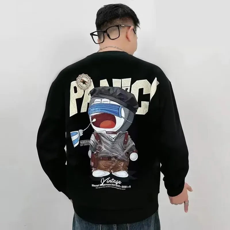 Spring Autumn Men's Sweatshirt Print Long Sleeve Top Korean Fashion Streetwear