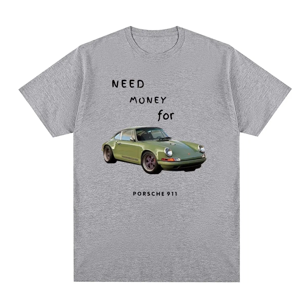 Men's Letter Print Need Money For Porsche 911 Tops Tees