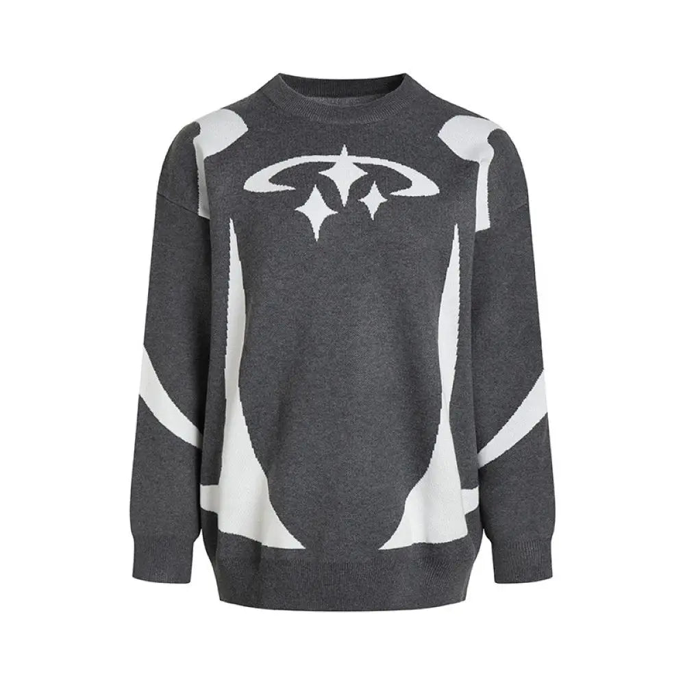 Men's Vintage Knitwear Y2K Stars Print Sweaters Winter Harajuku Oversized Pullover