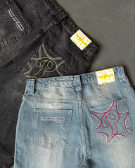 Streetwear Jeans Y2K Harajuku Hip Hop Letter Graphic Baggy Jeans Pants