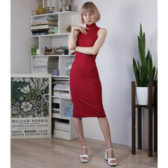 Sexy Sleeveless Turtleneck Dress: Summer Women's Club Pencil Dress