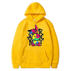 Retro Gothic Unisex Hoodie Cute Rabbit Print