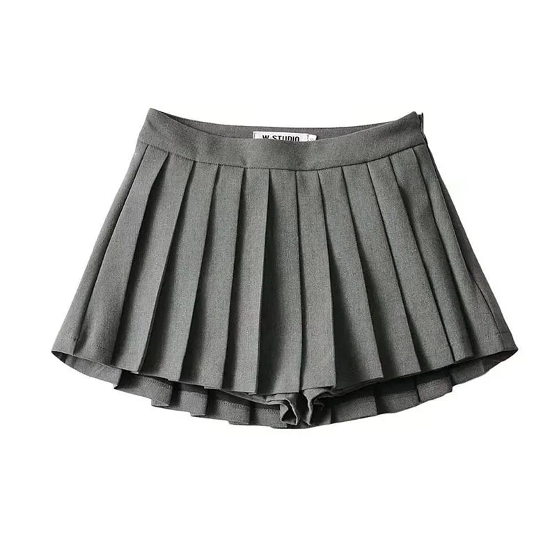 Out Of School Pleated Mini High Waisted Skirt