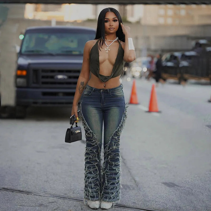 Think It Over High Waisted Shredded Jeans