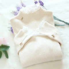 Women's Pullovers Turtleneck Casual Sweater Solid Thick