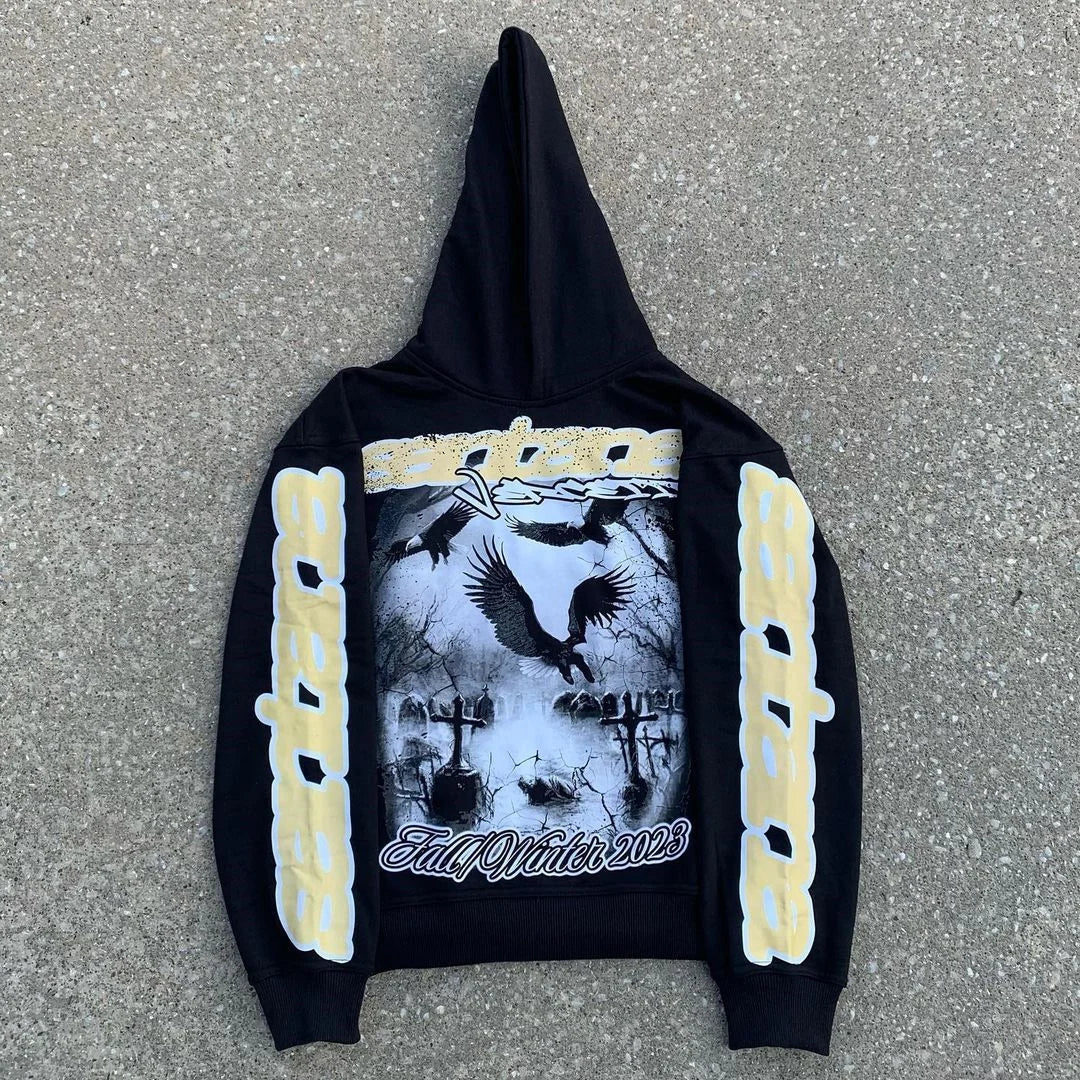 Y2k Women Hoodies Printed Pattern Streetwear Oversized  Punk Loose Casual