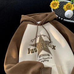 Spring and Autumn American Letter Printed Hooded Sweater Loose and Casual Y2K