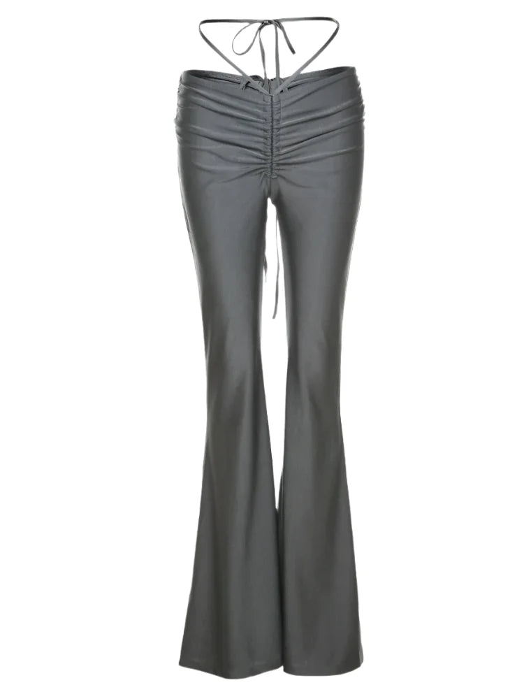 Drawstring Ruched Trouser Pants