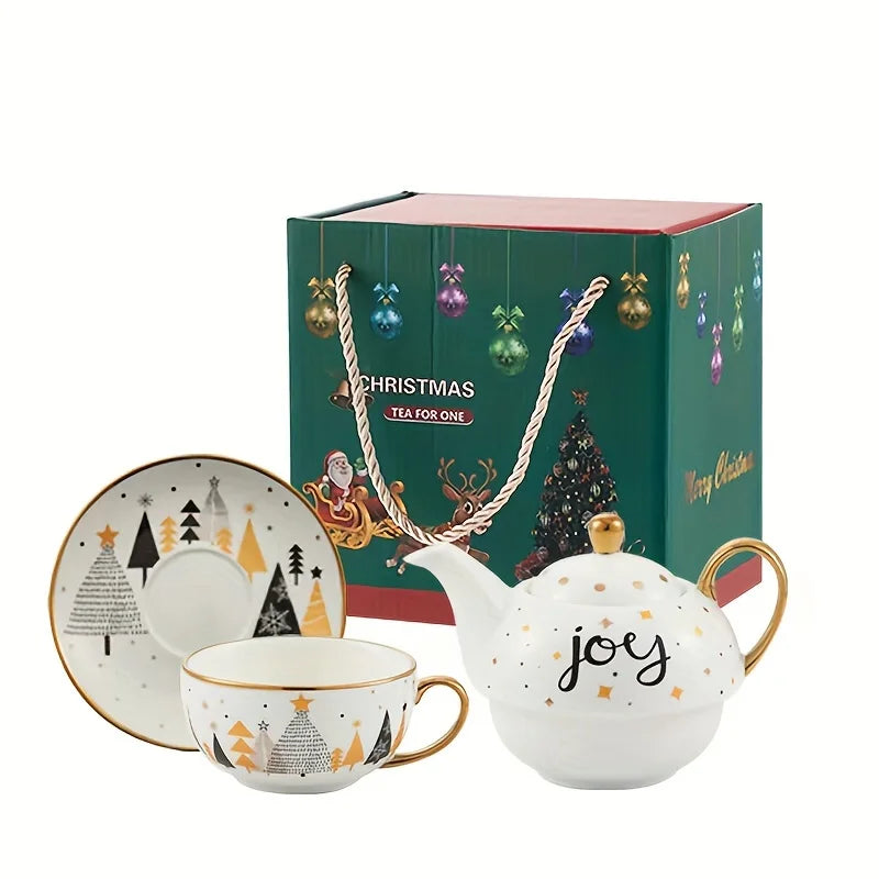 lovely Christmas Suit Coffee Cups and Saucers Porcelain Cups for Christmas gifts
