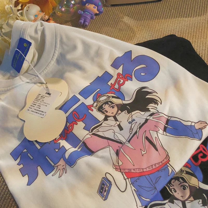 Y2k Harajuku Japanese Anime Cartoon Print T-shirt High Street Casual