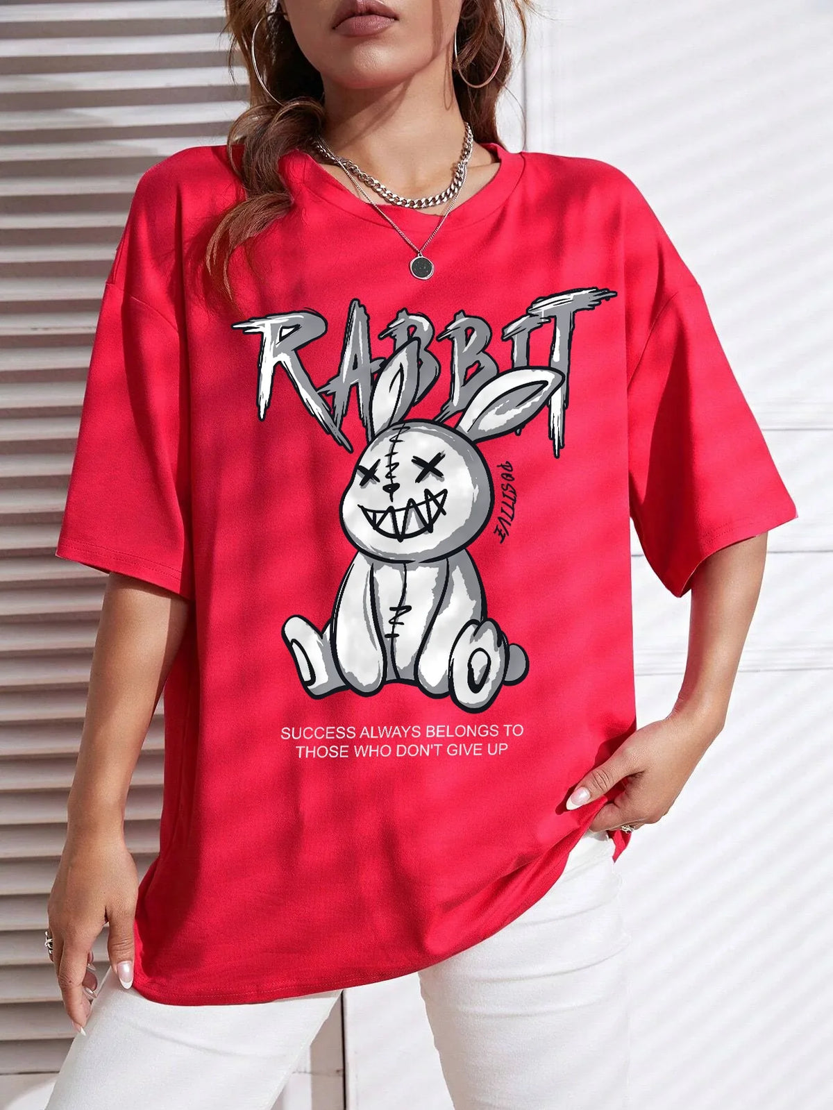 Kawaii Rabbit Printed Casual Soft Short Sleeve Loose Tees