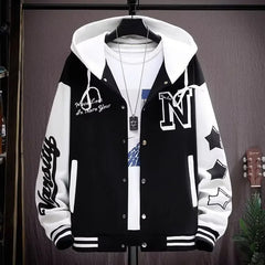 Men's Korean Hooded Baseball Jacket - Harajuku High Street Style, Autumn Teen Fashion, Quality Button-Up