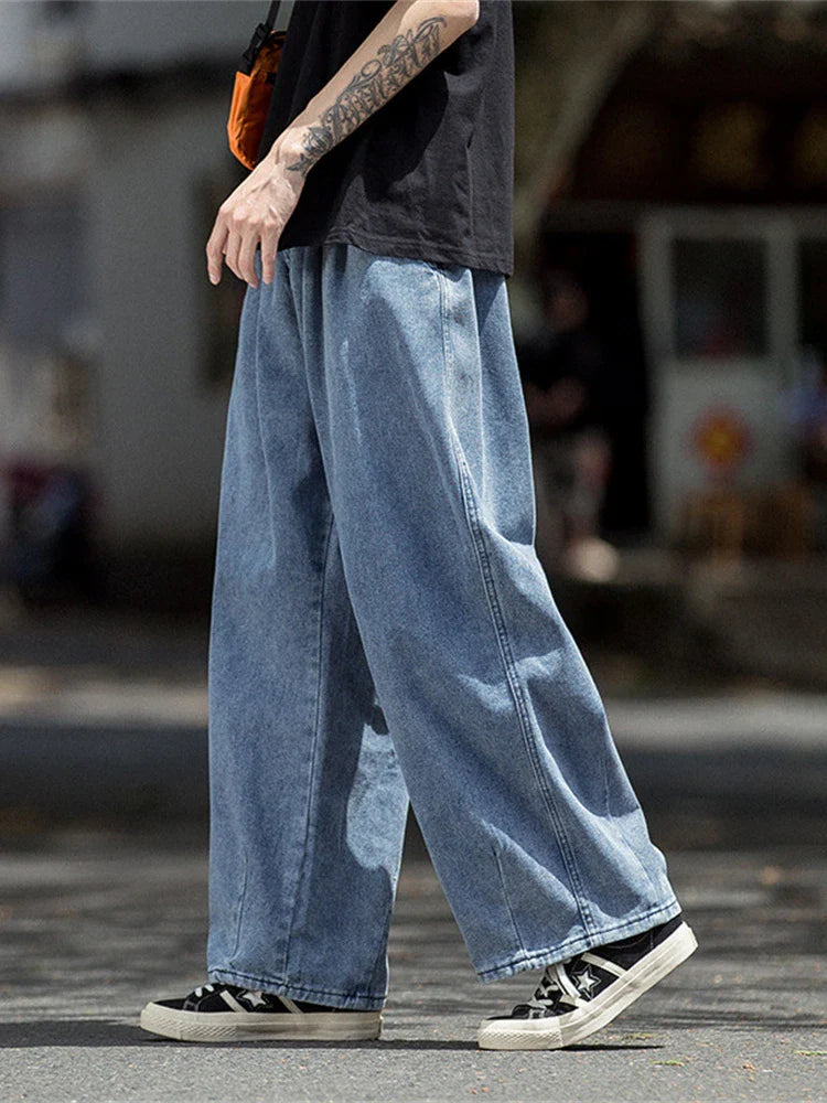Streetwise Style Men Wide Leg Cargo Jeans Hip Hop