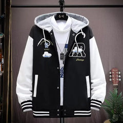 Japanese Style Men's Hooded Baseball Jacket - Spring Autumn Fashion