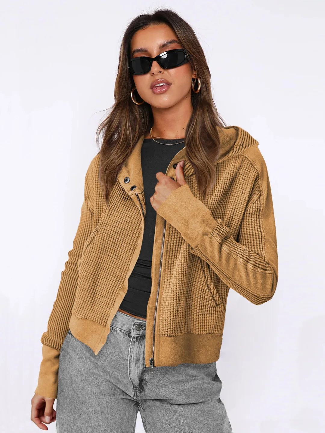 Cozy & Casual Jacketed Patchwork Hoodie for Women