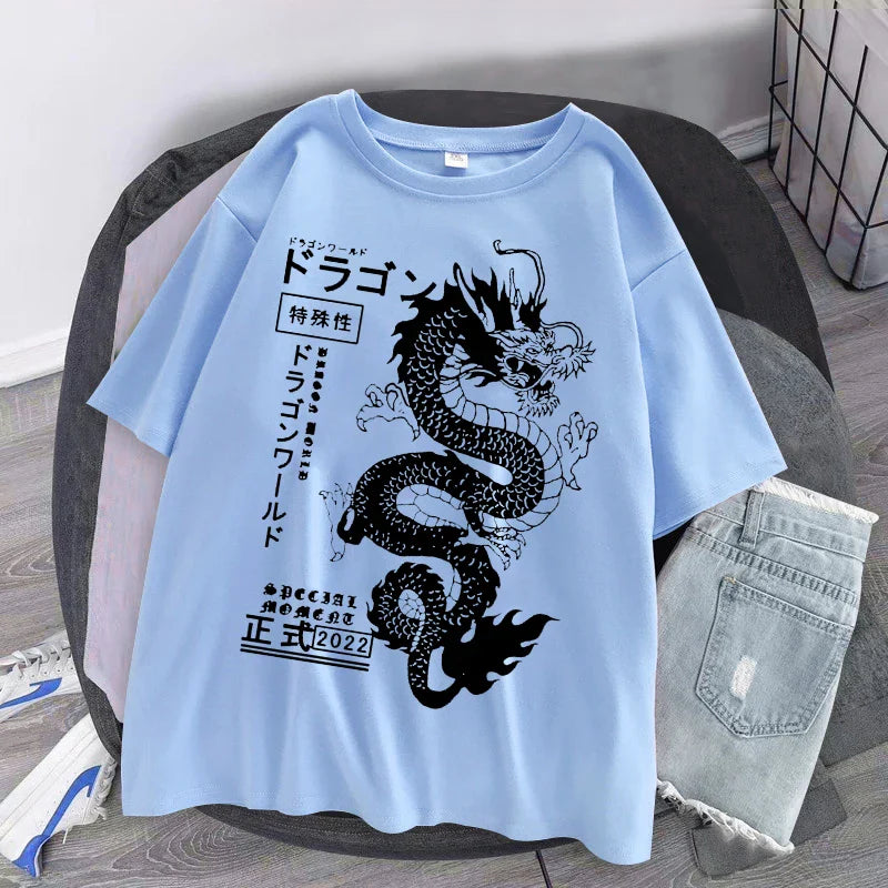 2024 Dragon Print T-Shirt Streetwear