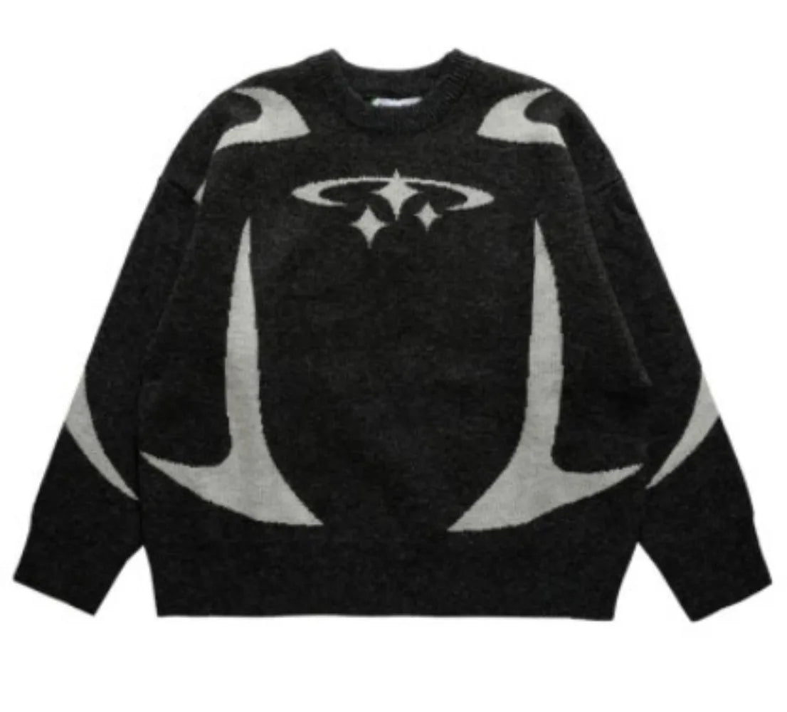 Men's Vintage Knitwear Y2K Stars Print Sweaters Winter Harajuku Oversized Pullover