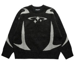 Men's Vintage Knitwear Y2K Stars Print Sweaters Winter Harajuku Oversized Pullover