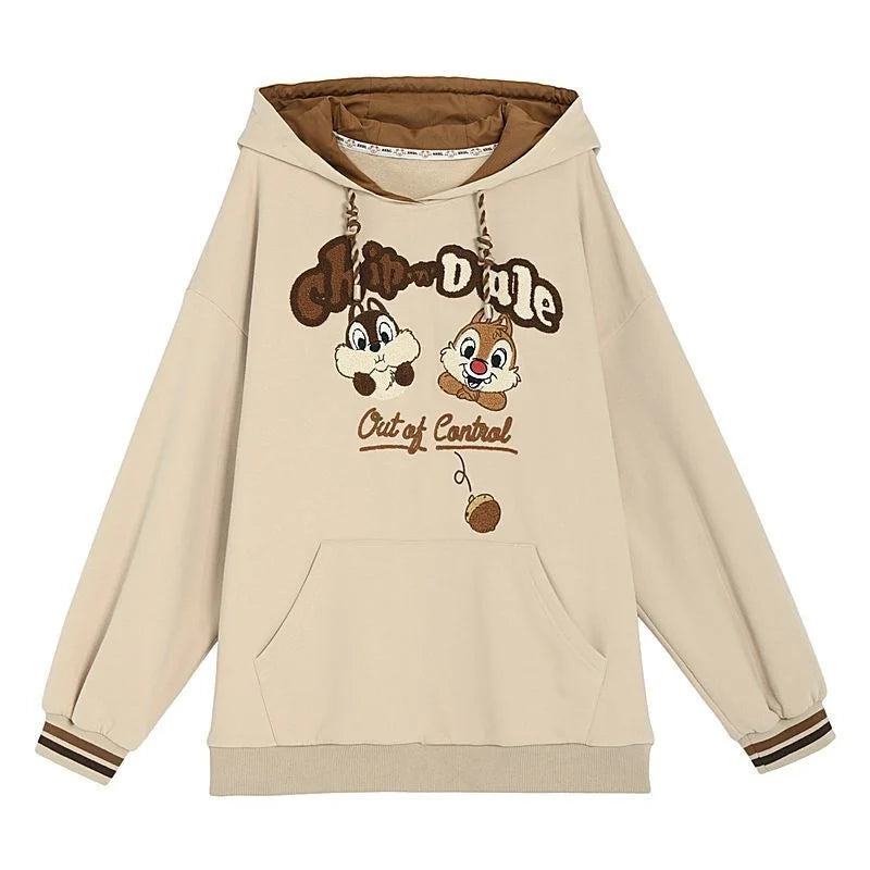 Hoodies Y2k Preppy Style Pullovers Student Plush Tops Cartoon Sweet Loose Sweatshirt