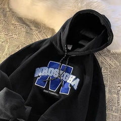 Letter Print Sweatshirt Women High Street Loose Vintage Hoodies Casual