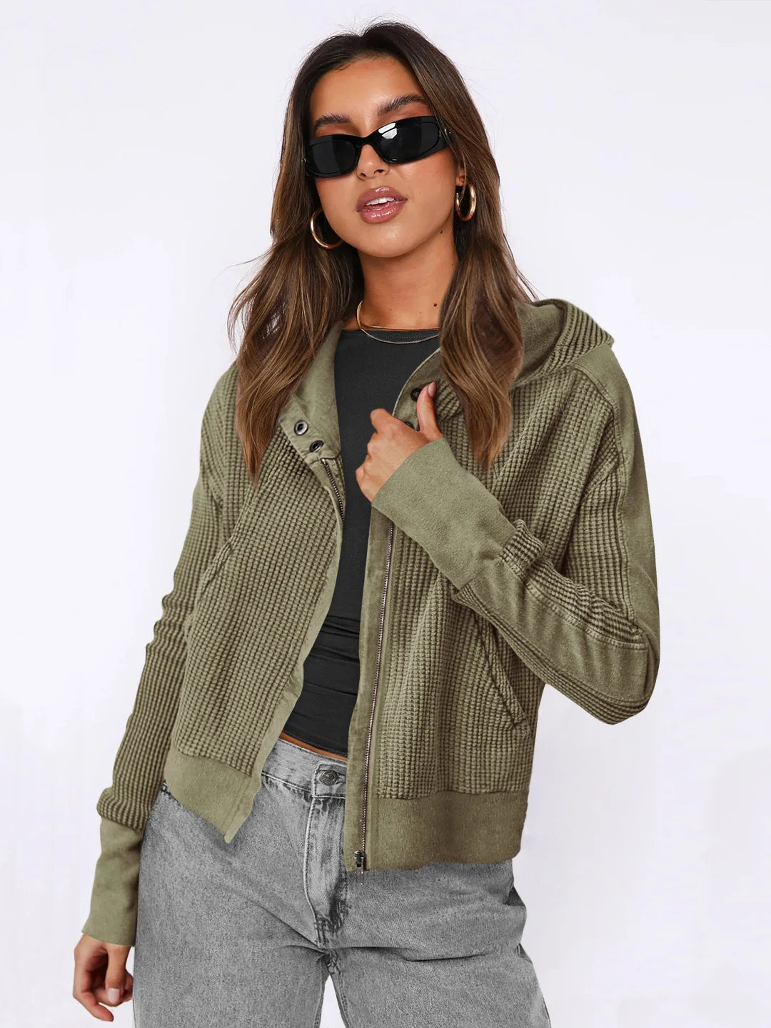 Cozy & Casual Jacketed Patchwork Hoodie for Women