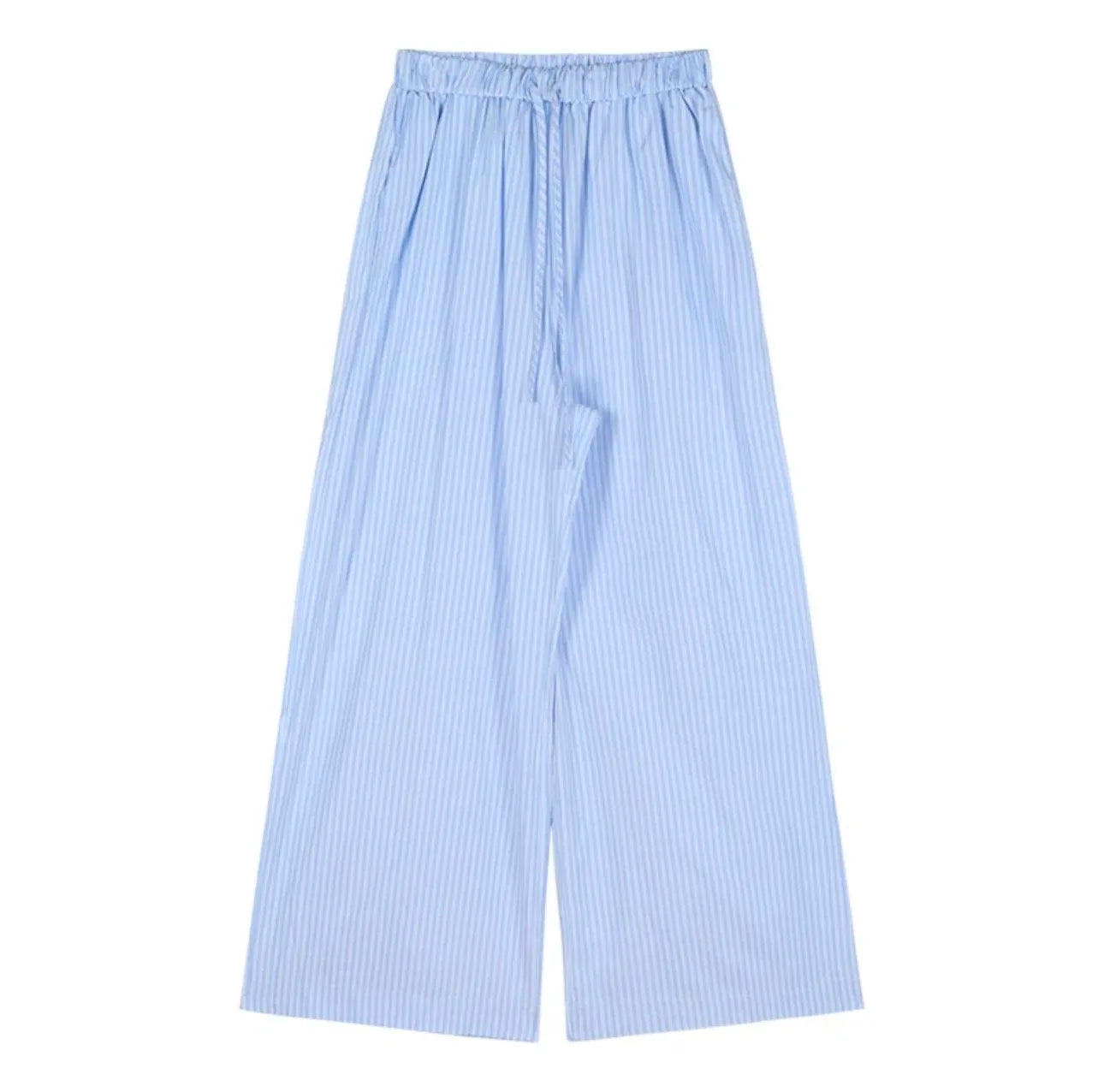 Y2K Blue Striped Wide Legs, Vintage High-Waist Pants