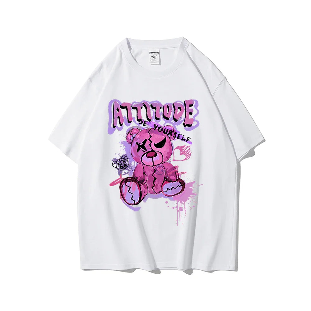 Spring Cotton 'Be Your Self' Bear Women Tee Streetwear Comfort
