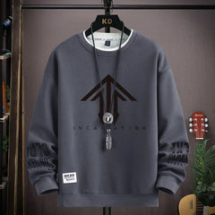 Korean Streetwear Graphic Sweatshirt Men Casual Fashion for Autumn