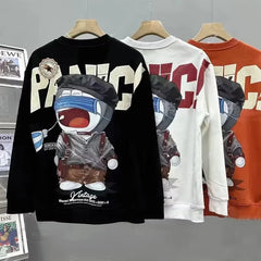 Spring Autumn Men's Sweatshirt Print Long Sleeve Top Korean Fashion Streetwear