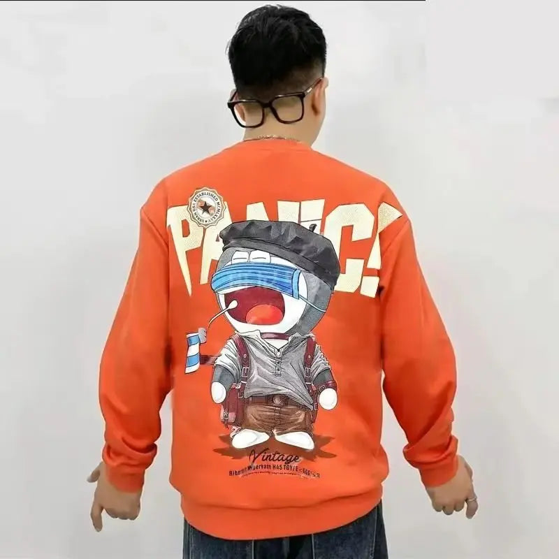 Spring Autumn Men's Sweatshirt Print Long Sleeve Top Korean Fashion Streetwear