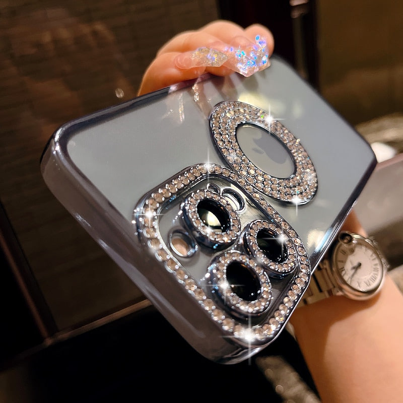 Deluxe Bling Diamond Phone Case for iPhone Transparent Soft Silicone