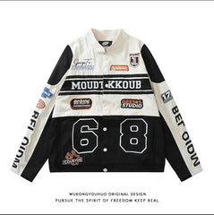 Spring Autumn Chic Letter-Printed Racing Style Fashion Coat