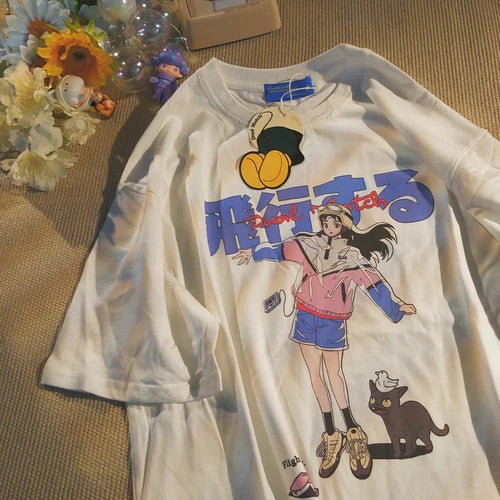 Y2k Harajuku Japanese Anime Cartoon Print T-shirt High Street Casual