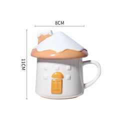 ingerbread House Ceramic Coffee Mug with Lid Cute Kitchen Drinkware
