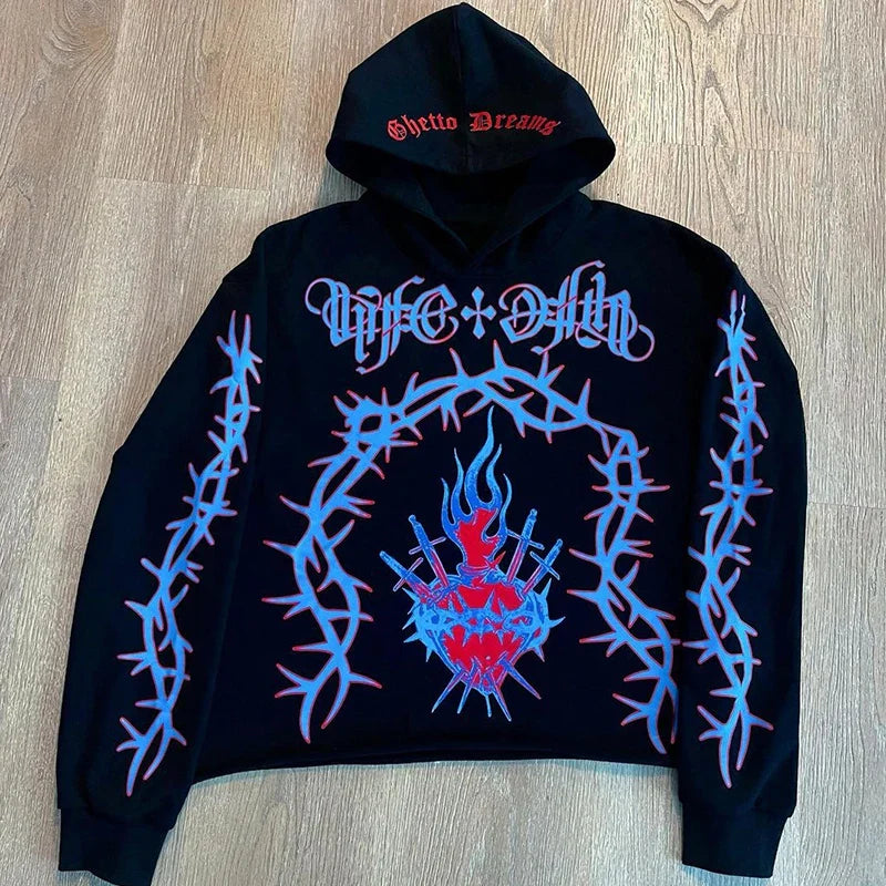 Y2K Punk Goth Hoodie Sporty Chic for Women