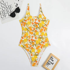bikini printed tight backless swimsuit for women
