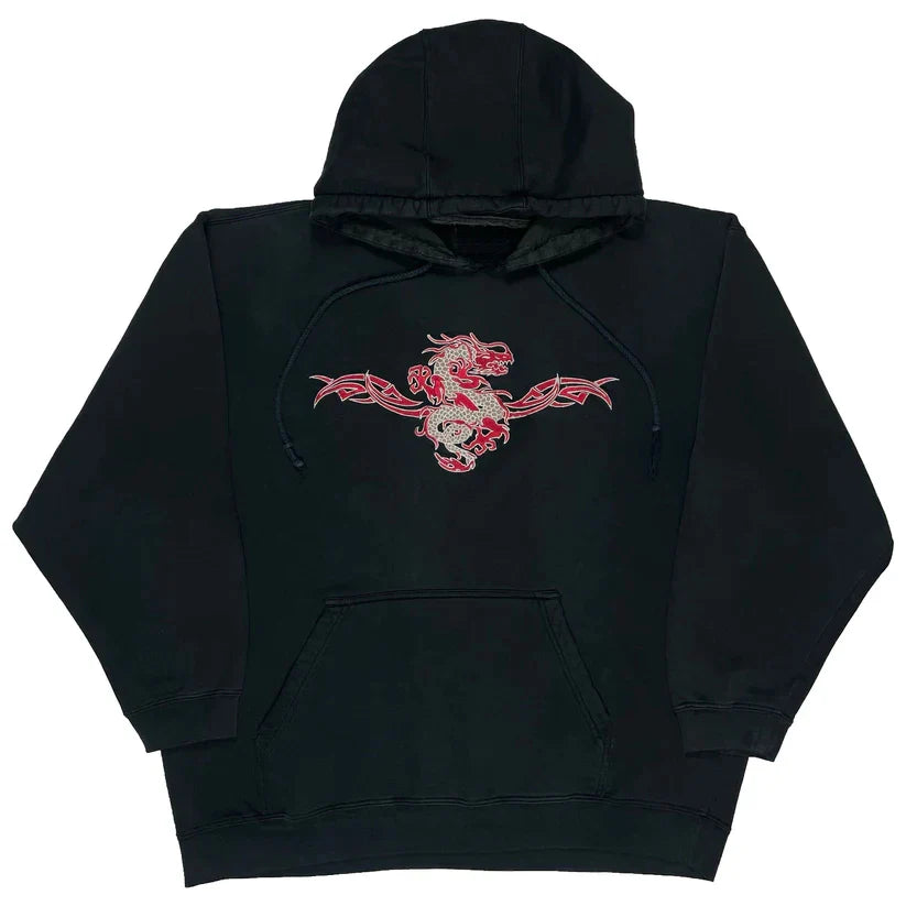 Y2K Hip Hop Skull Graphic Print Oversized Harajuku Fashion Hooded Sweatshirt