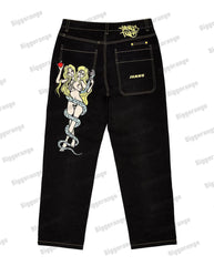 Y2K Hip Hop Devil Print Cargo Pants for Men - Vintage Baggy Jeans