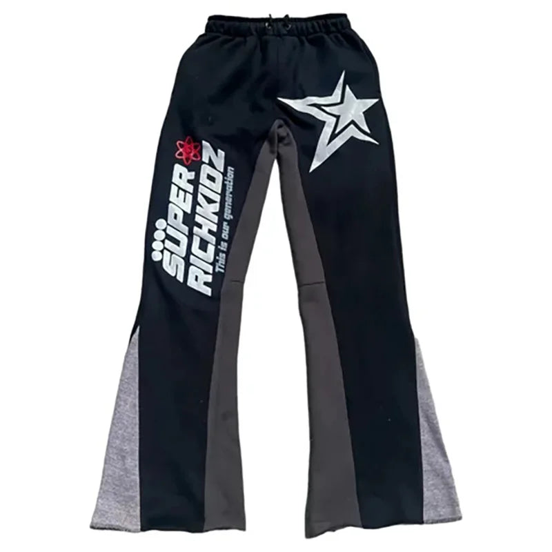 Men Streetwear Hip Hop Vintage Flared Pants