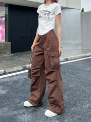 Y2K Vintage Cargo Pants Women - Korean Style Wide Leg Trousers, Oversized Streetwear Retro Basic Pantalones