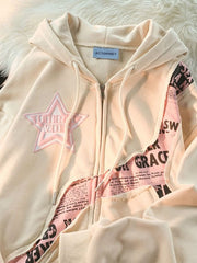 Y2K Vintage Zip-Up Hoodies: Embrace Deeptown's Harajuku Hip Hop Style