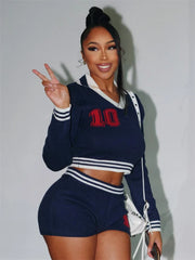 All The Gossip Varsity Sweater Two Piece Set