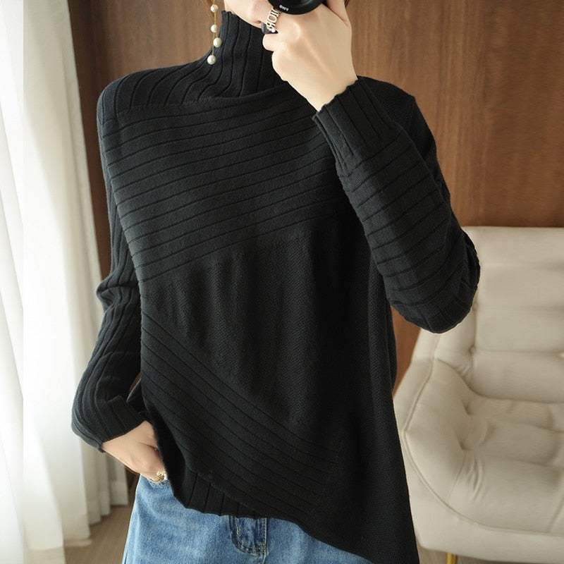 Sweater Turtleneck Cashmere Sweater Women Knitted Pullover Fashion Keep Warm  Loose Tops