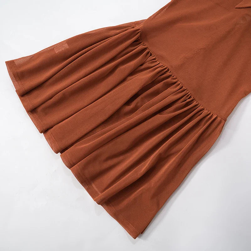Shirring Pleated Mini Dress