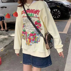 2024 Strawberry Print Sweatshirt - Autumn Casual Fashion for Women