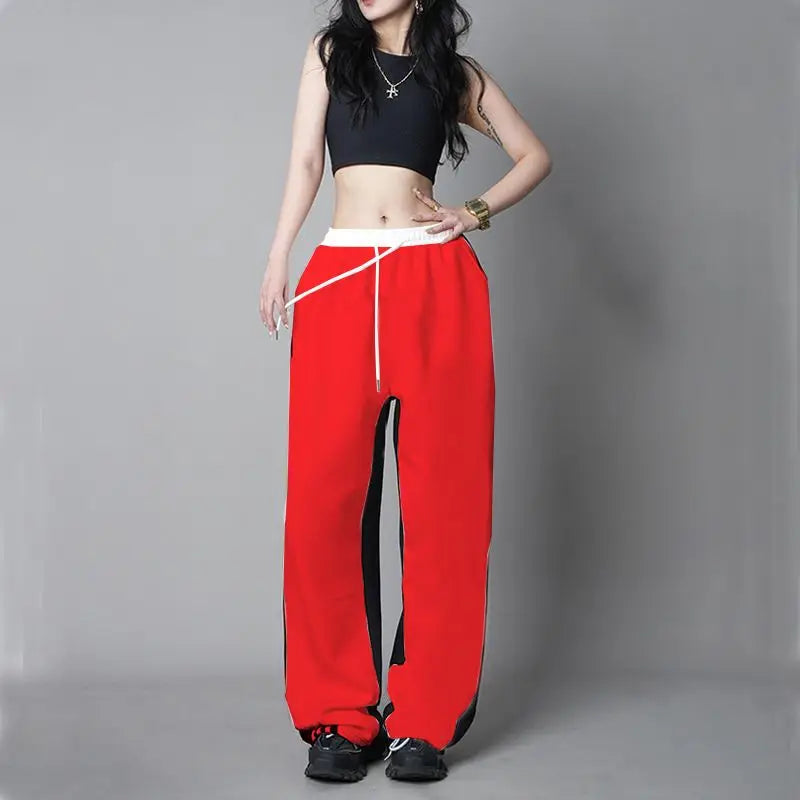 Stylish Y2K Sweatpants: High-Waist, Patchwork Contrast