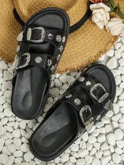Black South Beach Buckle Sandals
