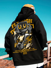 Robot Skateboard Hoodie Men's Fleece Hip Hop Y2K Streetwear
