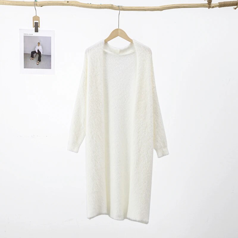 Cozy & Chic: Korean-Inspired Cashmere Long Cardigan for Women